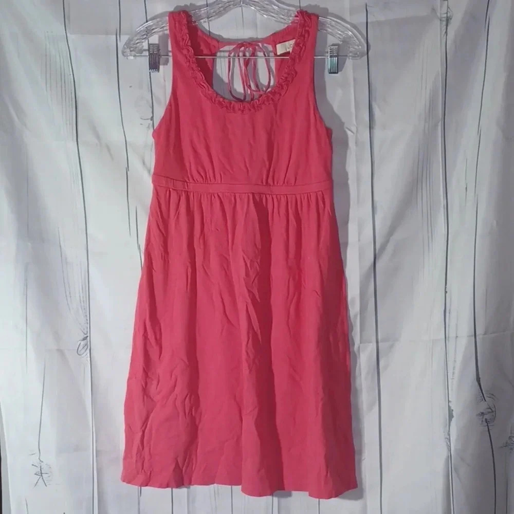 Loft coral pink sleeveless summer boho classic preppy everyday dress